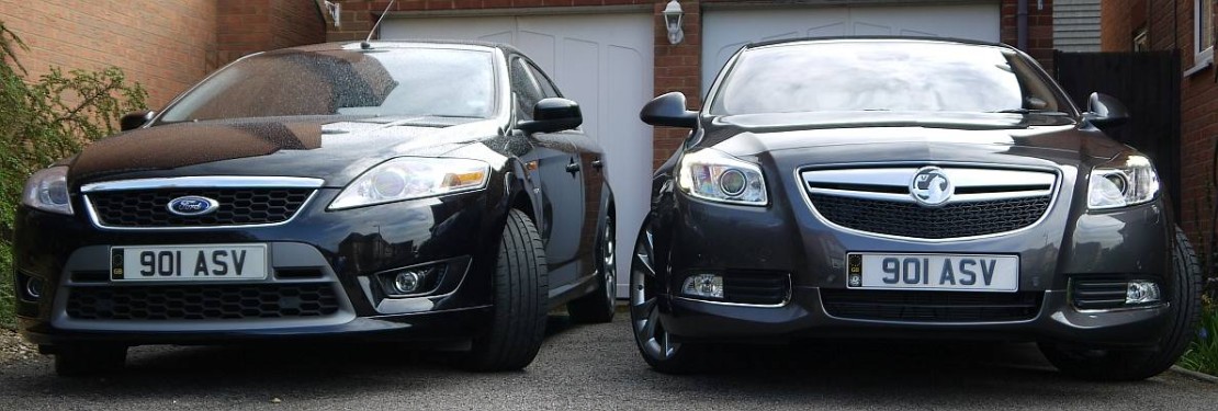 Front view of a Ford Mondeo and Vauxhall Insignia side-by-side belonging to Steve Palmer
